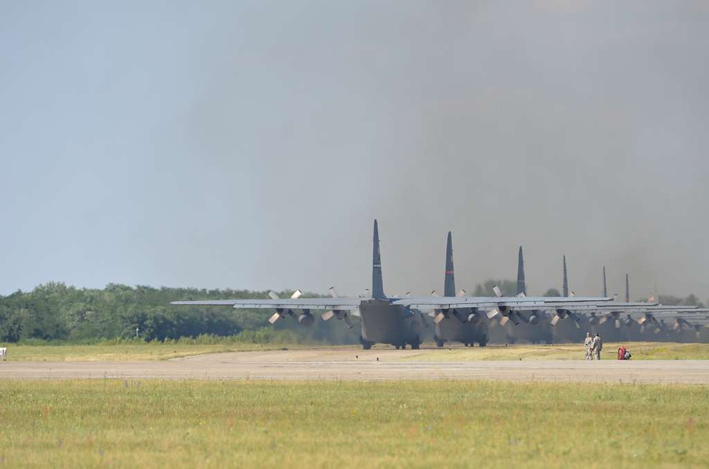 Papa Air Base, Hungary — Seven Of The Eight C-130 Hercules - Nara 