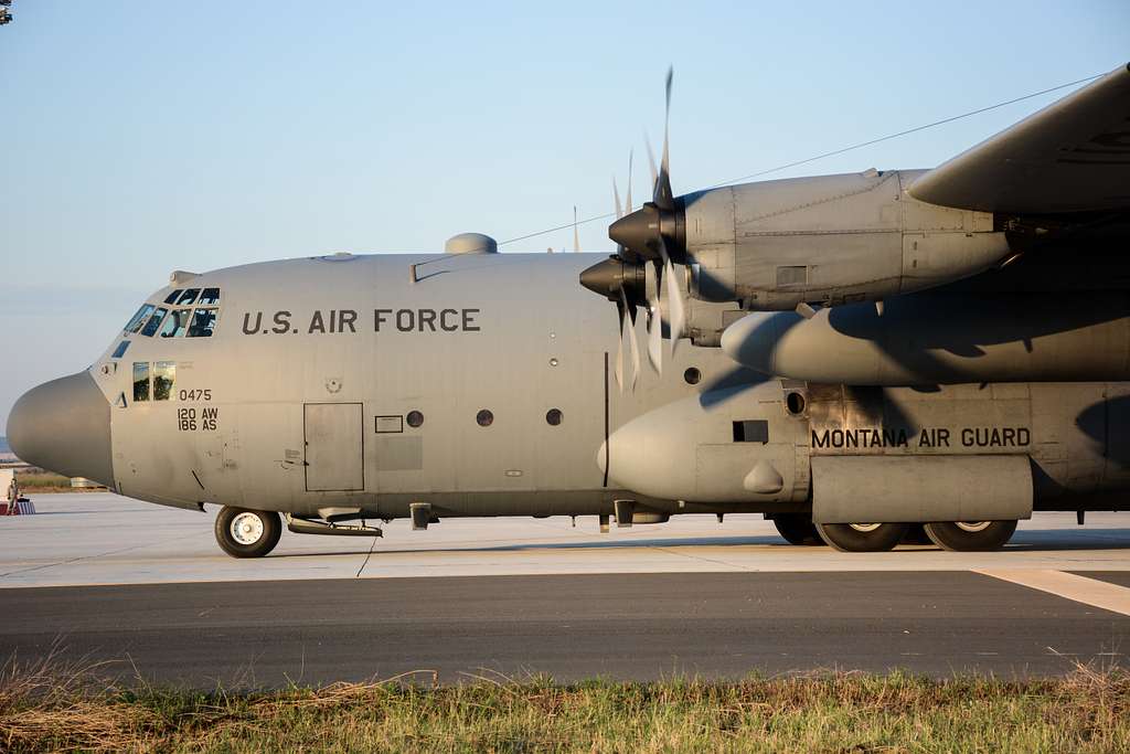 A C-130 driving down the taxiway at Bezmer Air Base - PICRYL Public ...