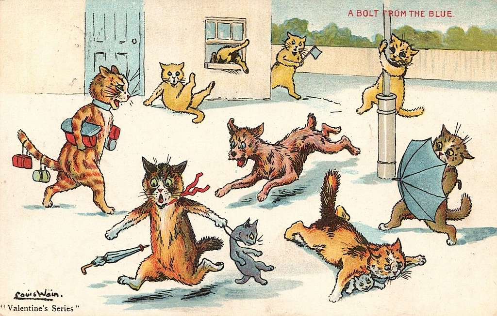 Cats Christmas Catastrophe by Louis Wain Poster