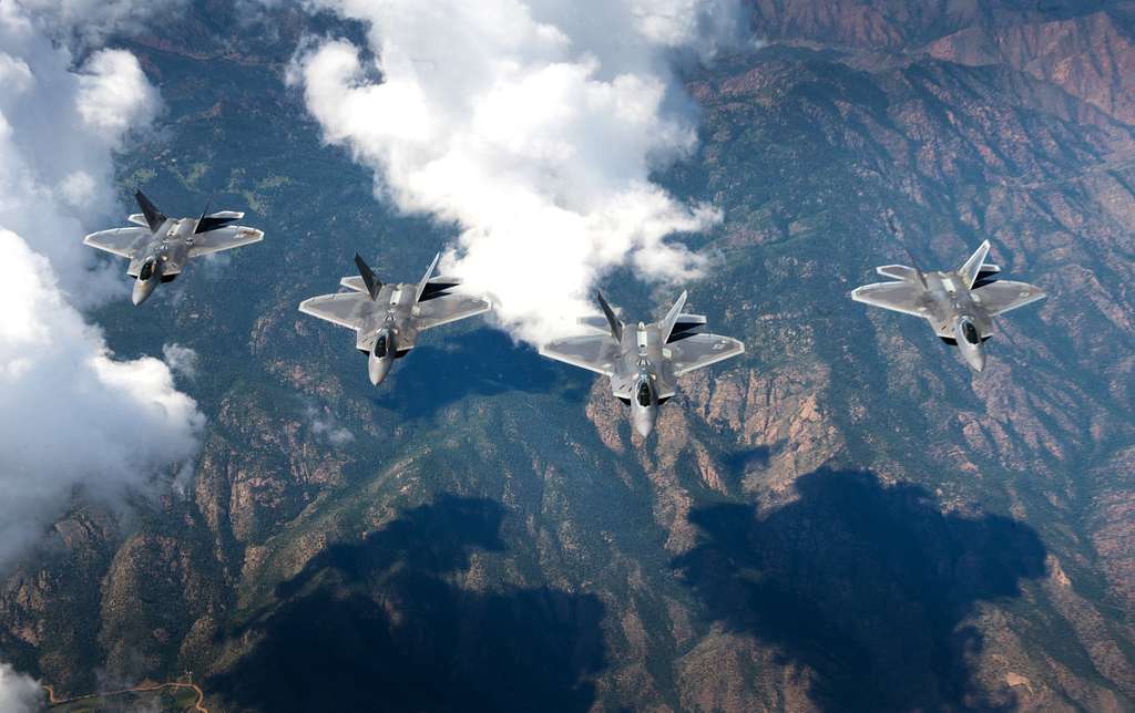 A four-ship formation of U.S. Air Force F-22 Raptors - NARA & DVIDS ...