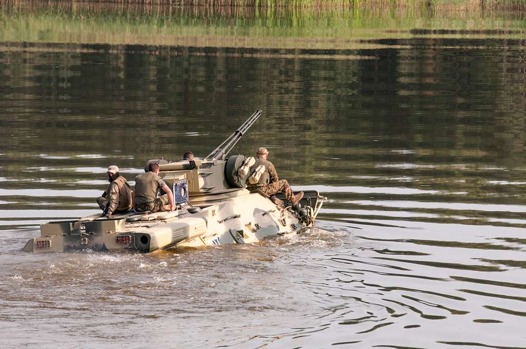 An amphibious armored personnel carrier from the Ukrainian - PICRYL ...