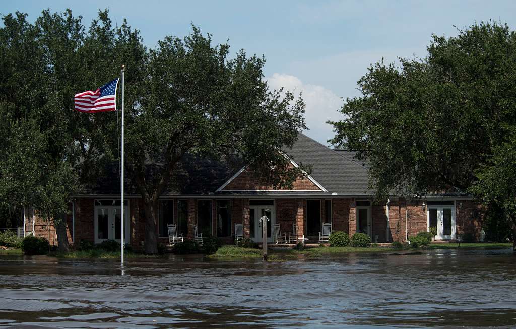 A house in a flooded Beaumont Texas neighborhood PICRYL