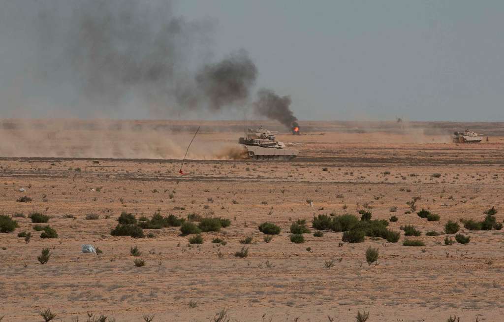 Egyptian M1A1 Abrams Main Battle Tanks Maneuver Through - PICRYL Public ...