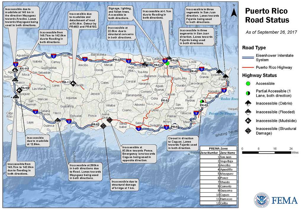 A Map Showing The Status Of Roads In Puerto Rico As PICRYL Public   A Map Showing The Status Of Roads In Puerto Rico As 8de4e2 1024 