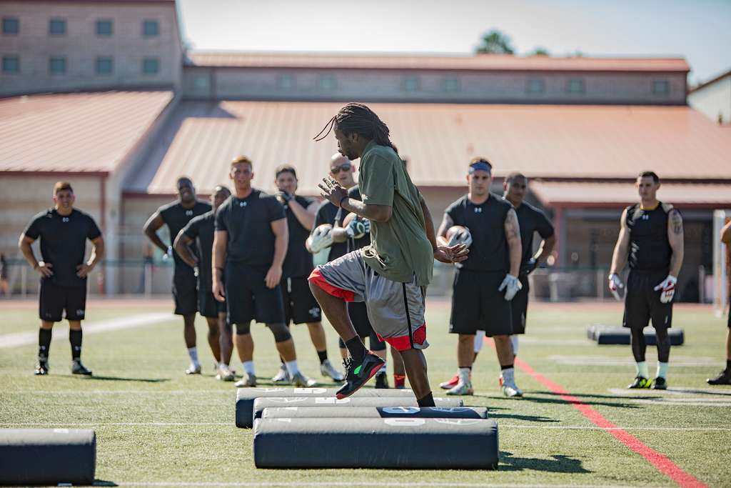 Marines from across the U.S. participated in the 2017 Marine Corps Football  Combine at Camp Pendleton, Calif., Oct. 28, 2017. The 2017 Marine Corps Football  Combine affords Active Duty and Reserve Marine