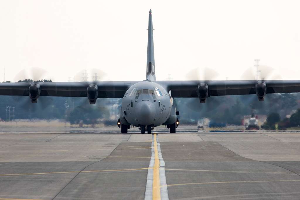 An Air Force C-130J Super Hercules taxies on the flightline - PICRYL ...