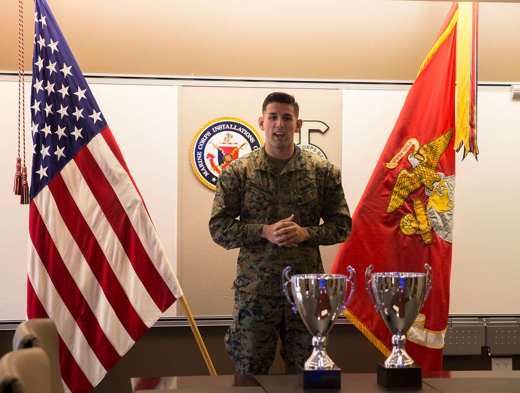 U.S. Marine Corps Lance Corporal Michael Sousa Docarmo attends the