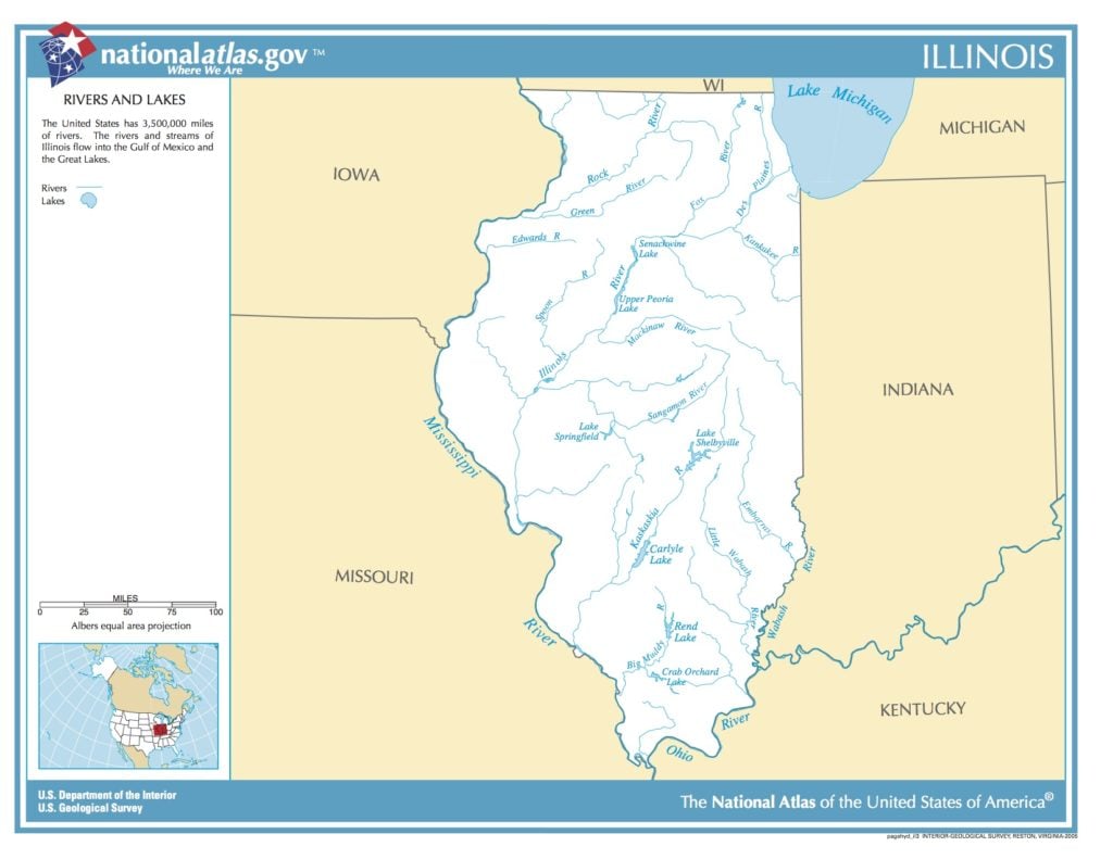 Иллинойс на карте. Река Иллинойс. Река Иллинойс на карте Северной. Крупные реки и озера Иллинойса.