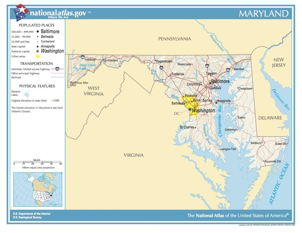 Map of Maryland - Public domain geographic map - PICRYL - Public Domain ...