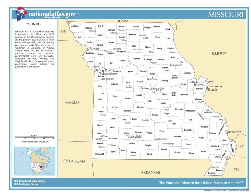 Printable Missouri County Map