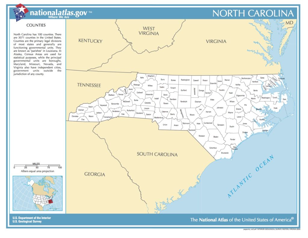 Map of North Carolina. Counties. - Public domain map - PICRYL - Public ...