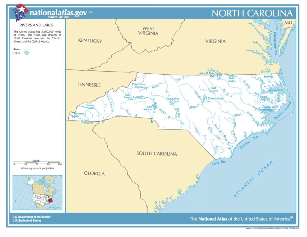 North Carolina Major Rivers Map