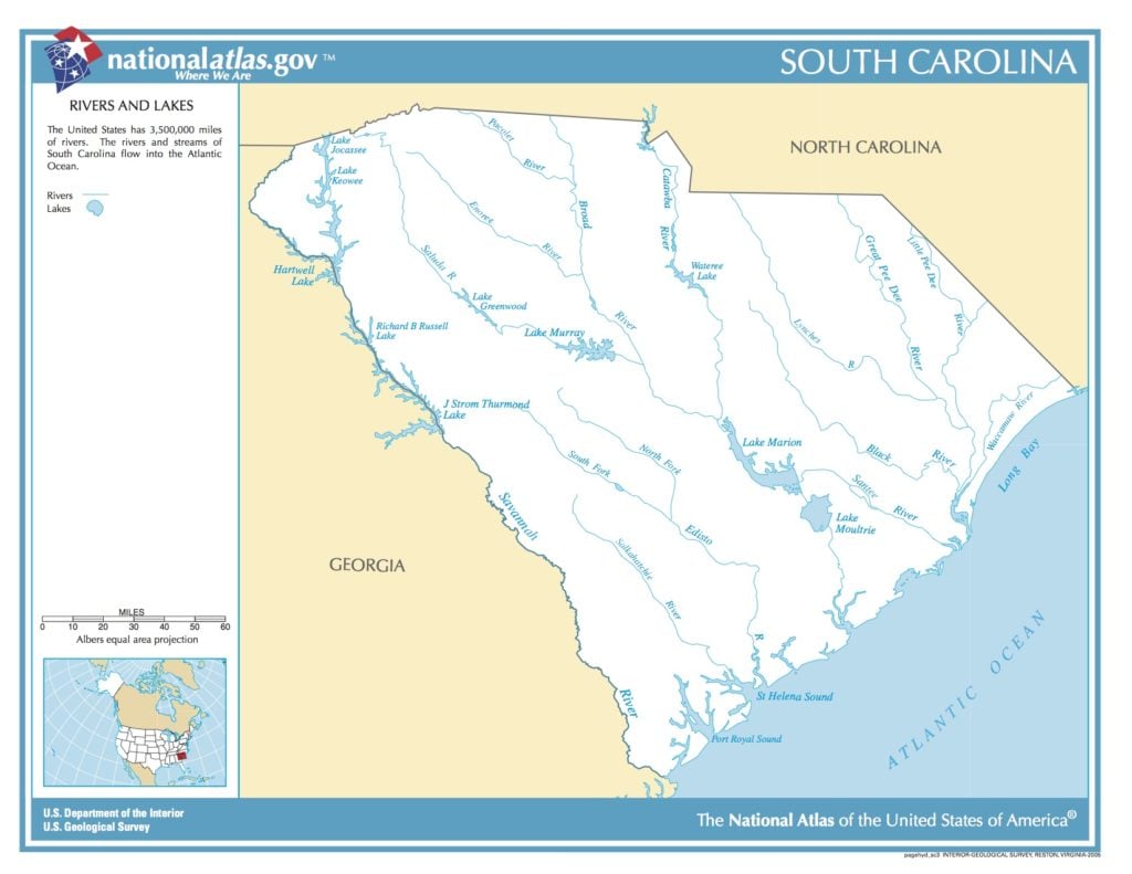 Map Of South Carolina Rivers And Lakes Picryl Public Domain Search