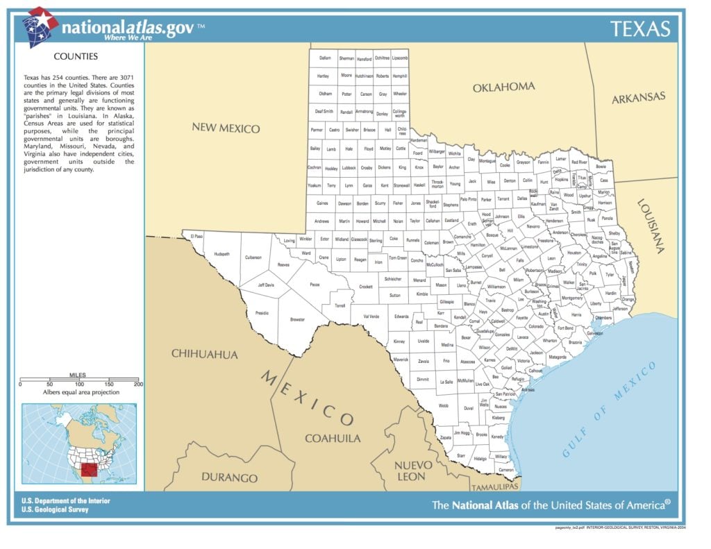 Map of Texas. Counties. - Public domain map - PICRYL - Public Domain ...