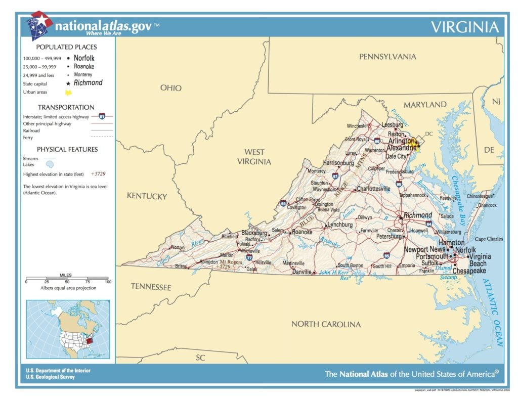 Map of Virginia - Public domain geographic map - PICRYL - Public Domain ...