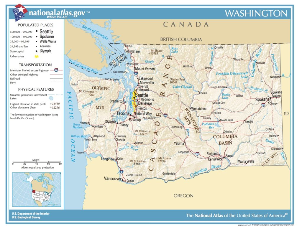 Map of Washington State. - Public domain map - PICRYL - Public Domain ...