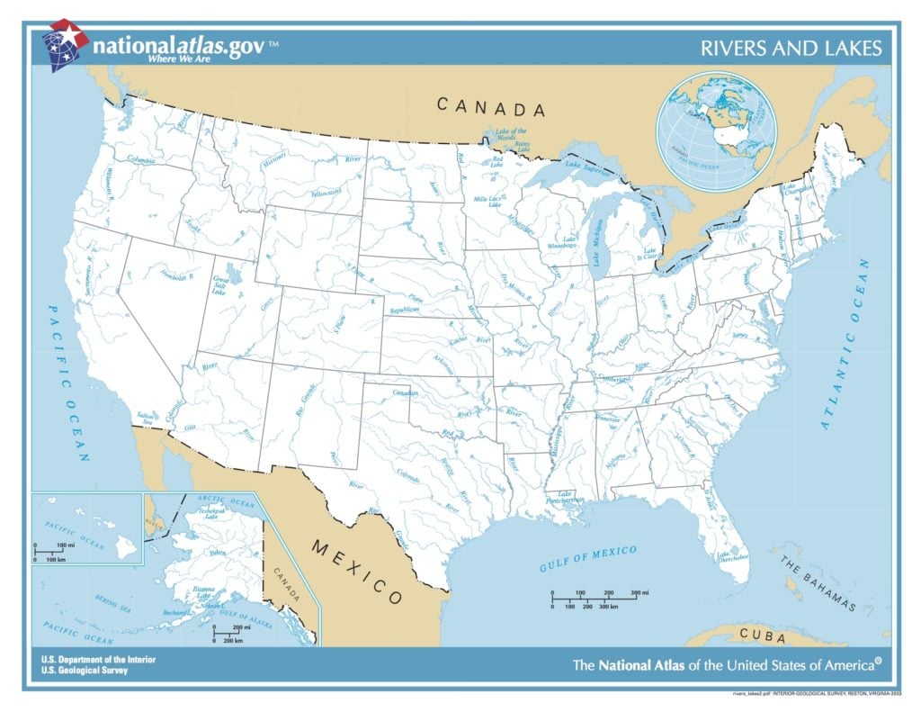 map of the united states with rivers Unites States Map Rivers And Lakes Picryl Public Domain Image map of the united states with rivers