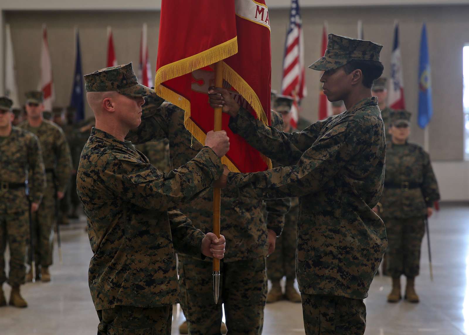 U.S. Marine Corps Sgt. Maj. Robin C. Fortner, right, - NARA & DVIDS ...