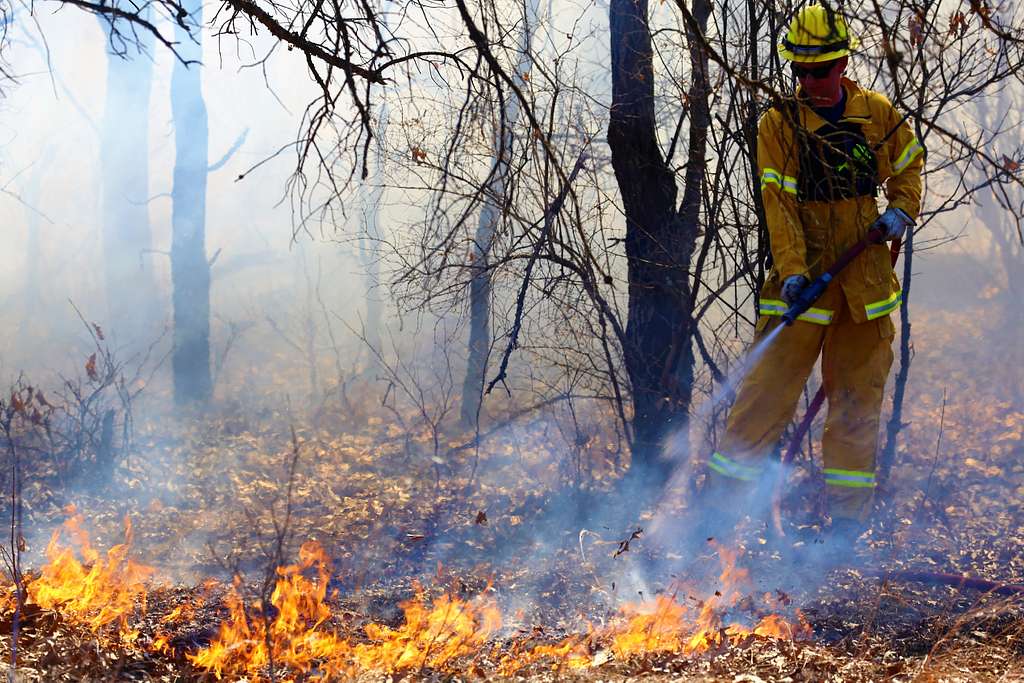 A firefighter oversees a prescribed burn March 22, - NARA & DVIDS ...