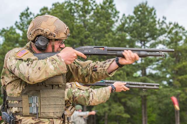 Army National Guard soldier fires M500 shotgun during - NARA & DVIDS ...