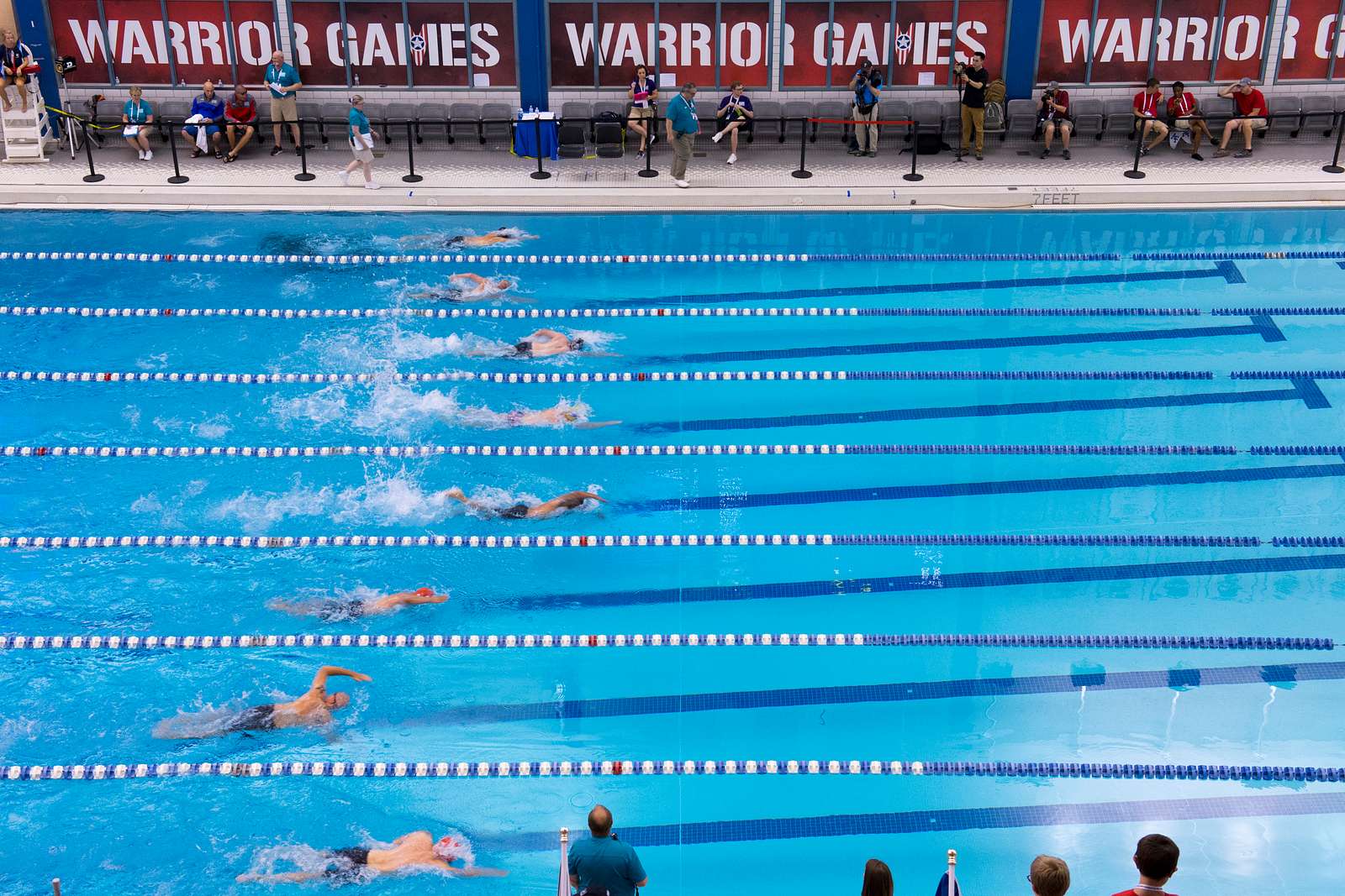 Swimmers compete in 100-meter freestyle during the - NARA & DVIDS ...