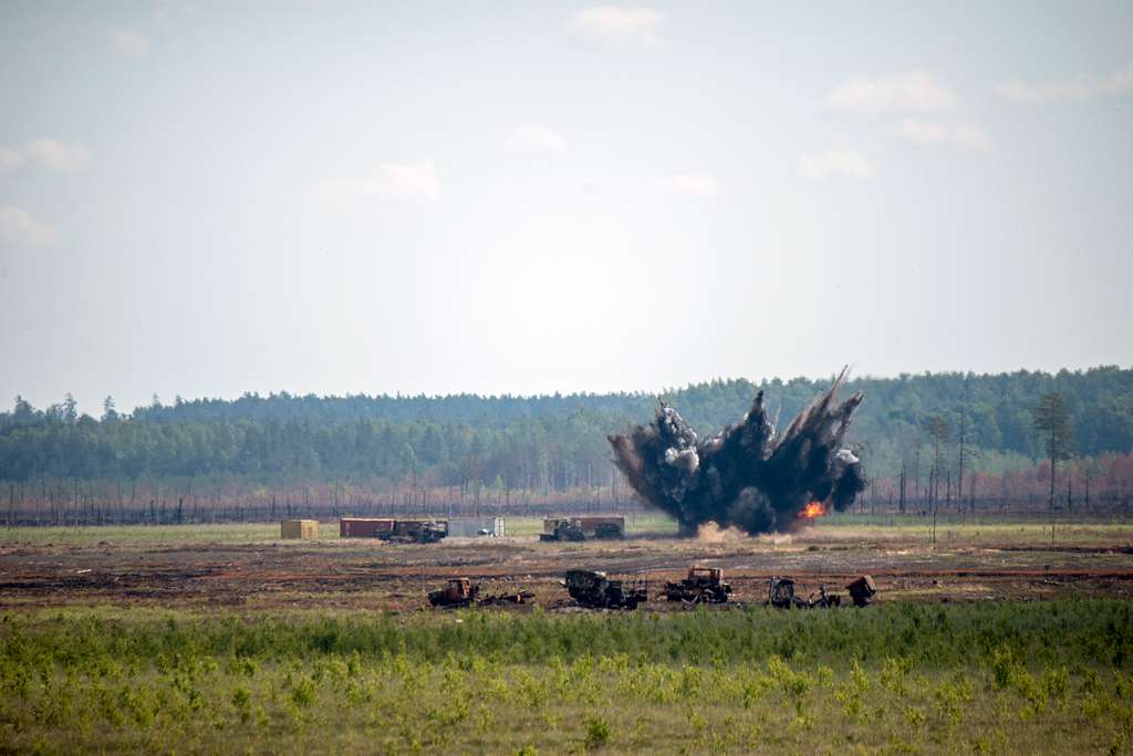 A MK-82 bomb explodes at a range on Adazi Military - NARA & DVIDS ...