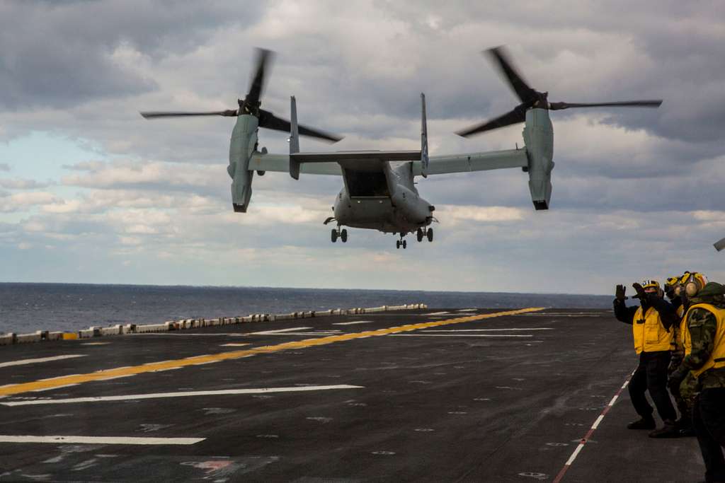 An MV-22B Osprey departs USS Iwo Jima (LHD 7) Nov. - PICRYL Public ...