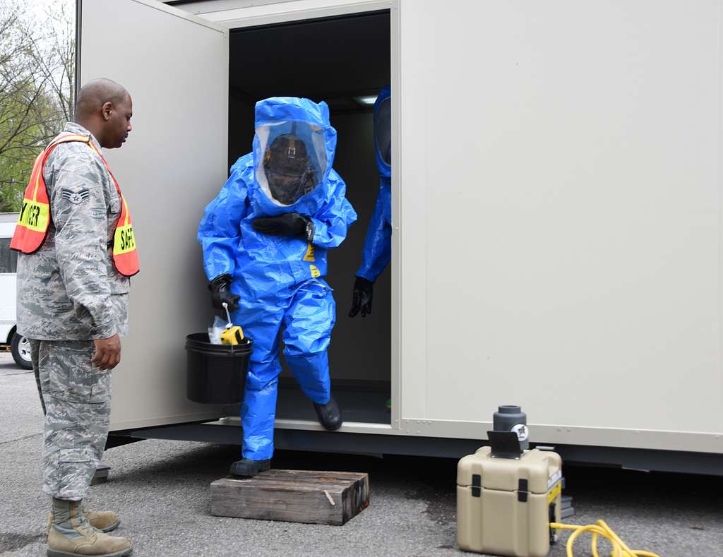 U.S. Air Force Airman Jessica Wolford right an emergency NARA