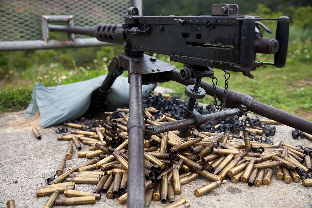 An M2 .50-caliber machine gun cools off during machine - NARA & DVIDS ...