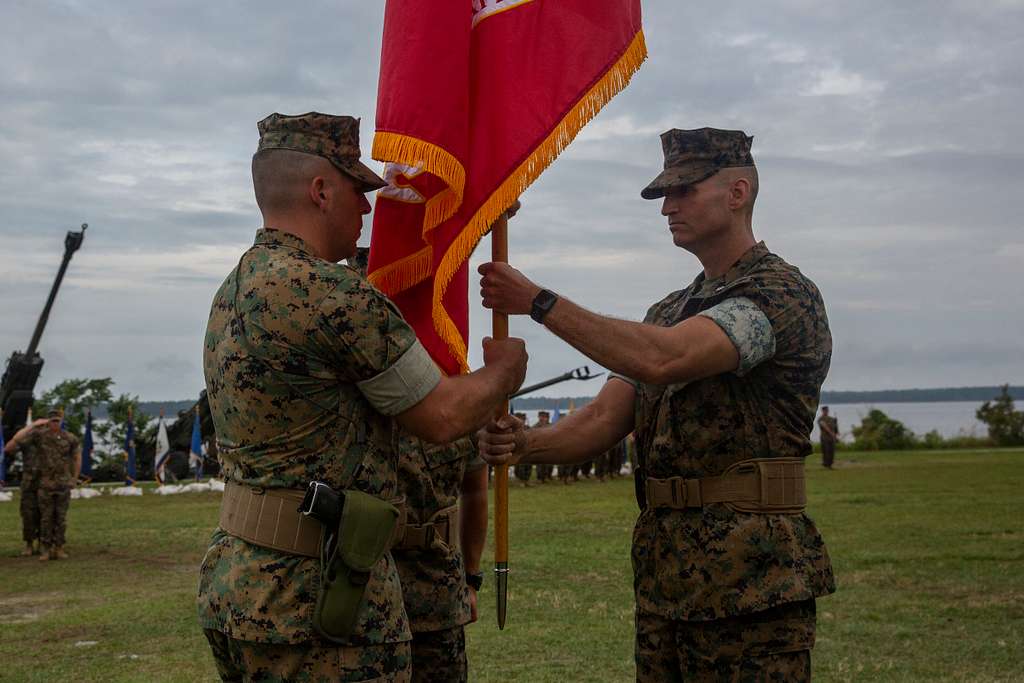 U.S. Marine Lt. Col. Joel Deluca, right, an outgoing - PICRYL - Public ...