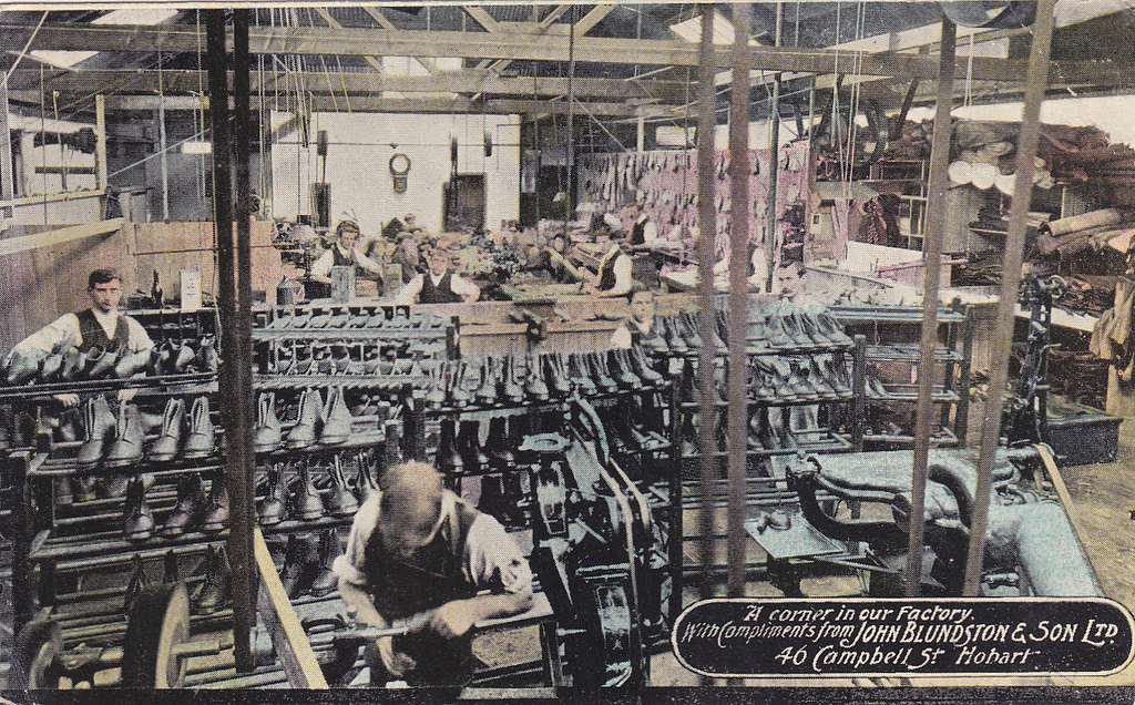 Advertising postcard for John Blundston e Son bootmakers in