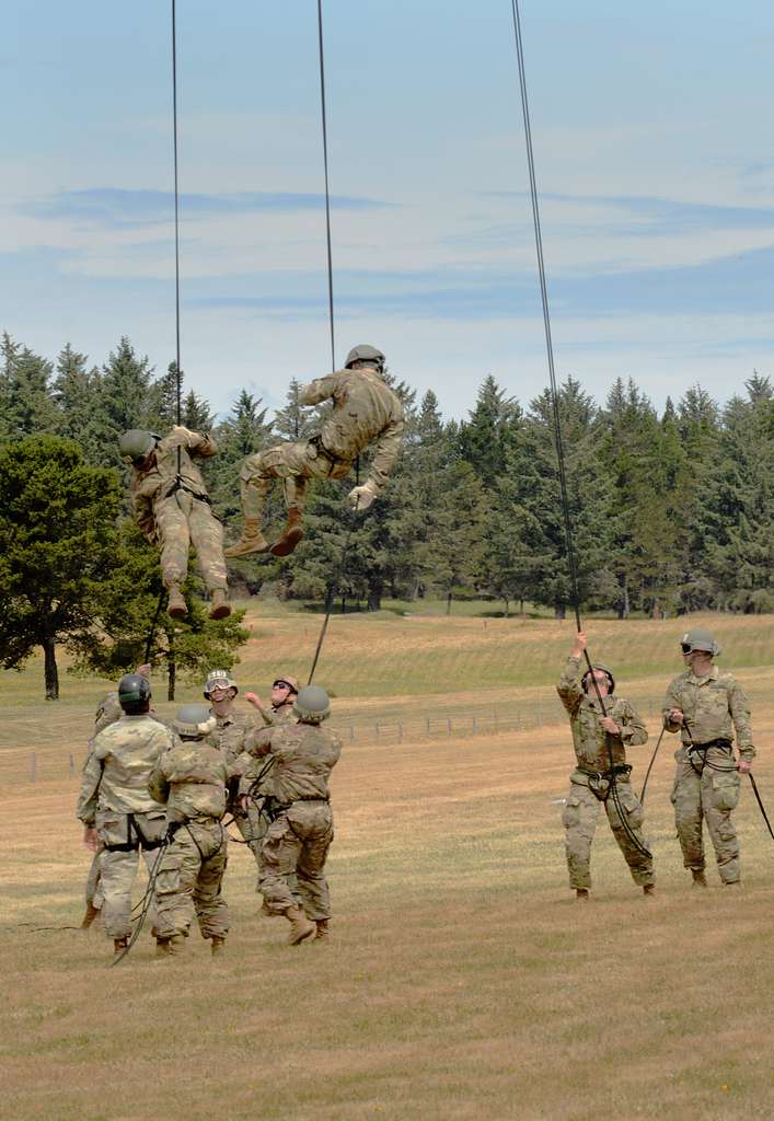 Army Soldiers take part in the rappelling portion of - PICRYL