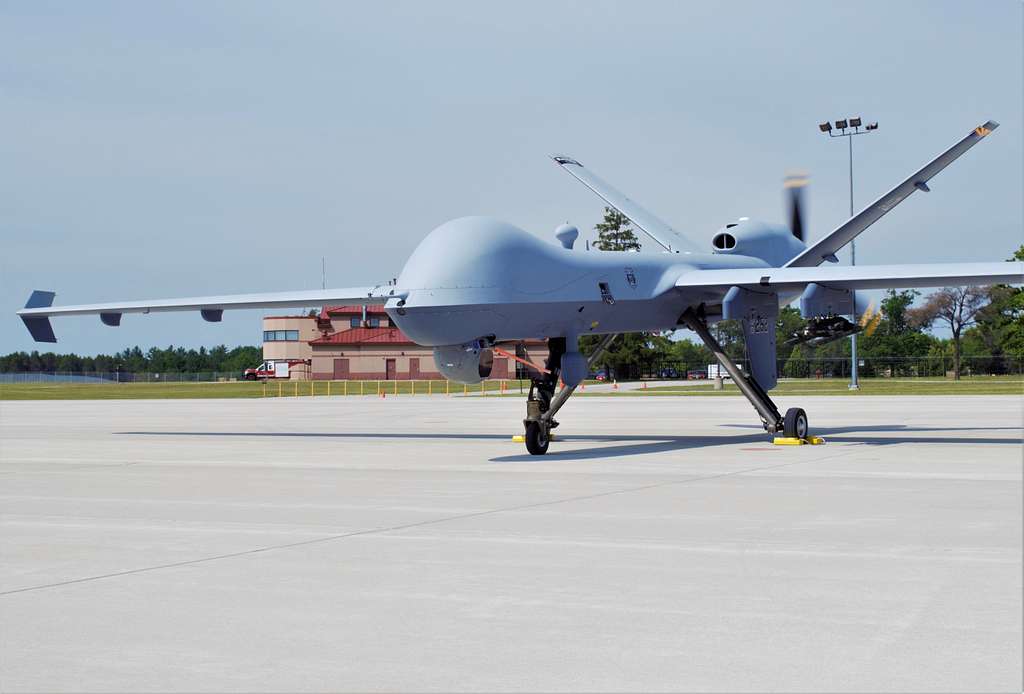 An MQ-9 Reaper assigned to the 214th Attack Group, - PICRYL Public ...