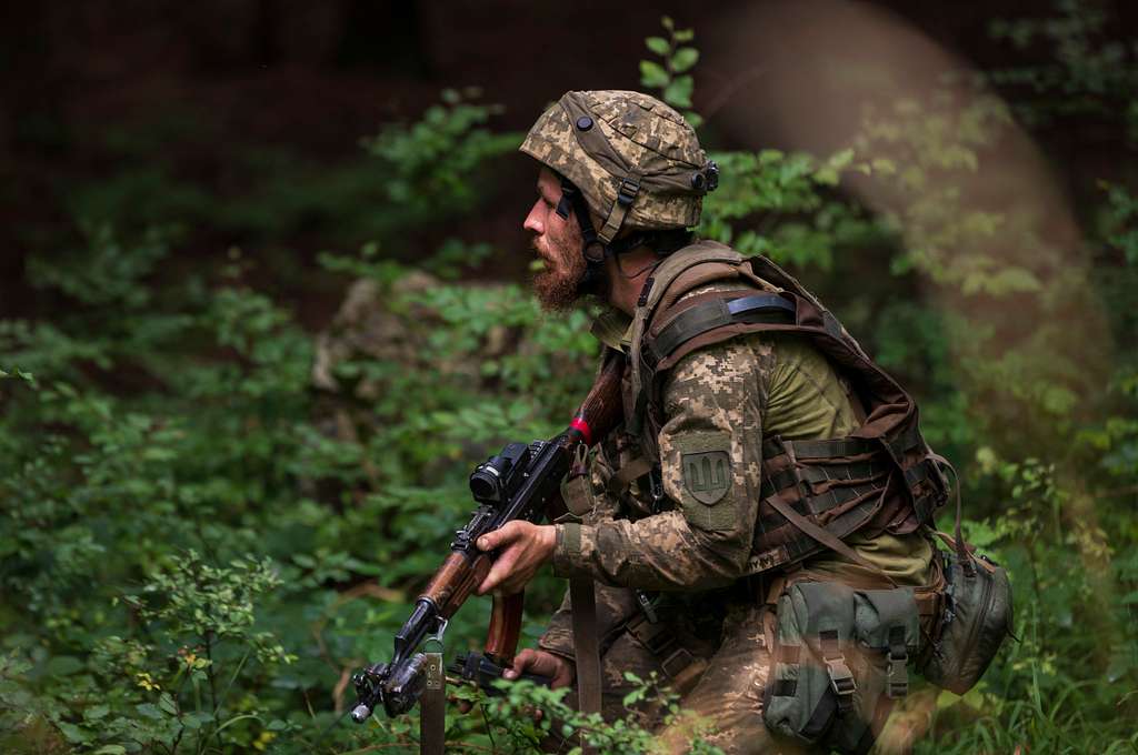 A Ukrainian mechanized infantry soldier maneuvers toward - NARA & DVIDS ...