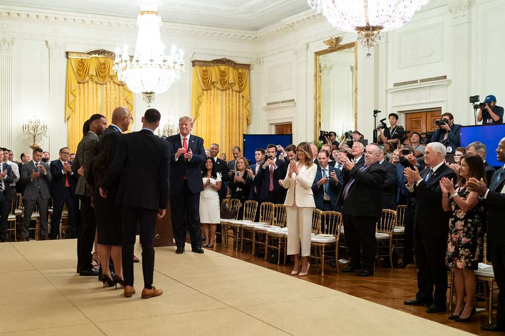 President Donald J. Trump and First Lady Melania Trump pose for a photo  with Presidential Medal of Freedom recipient Mariano Rivera and his wife  Mrs. Clara Rivera Monday, Sept. 16, 2019, in