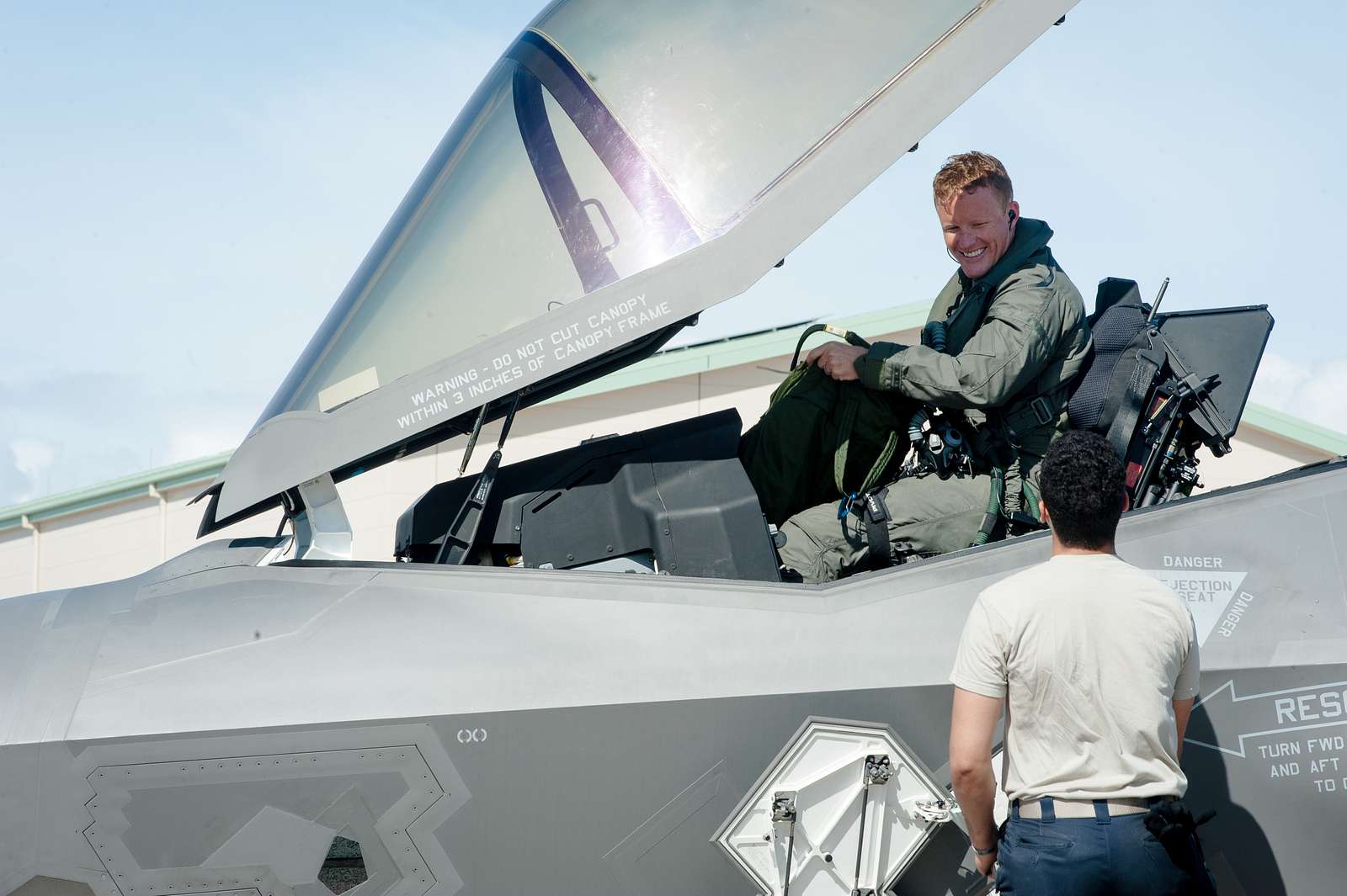 Capt. Cody Brown, 63rd Fighter Squadron pilot, egresses - NARA & DVIDS ...