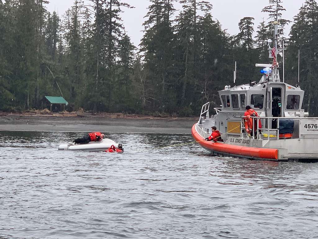 Coast Guard Station Ketchikan boat crew conducts overturned vessel ...