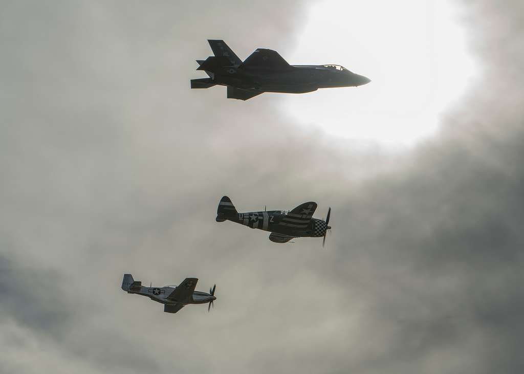 A U.s. Air Force F-35a Lightning Ll, P-51 Mustang, - Picryl Public 