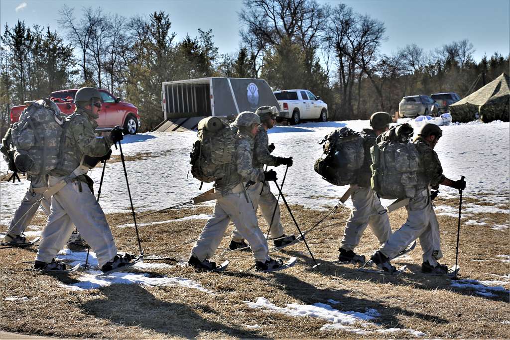 A squad of 10 students practices wearing snowshoes - PICRYL - Public ...