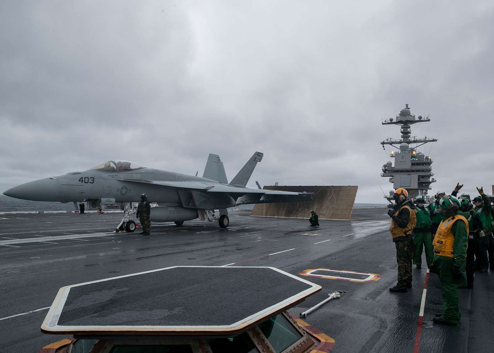 An F/A-18E Super Hornet, attached to the 