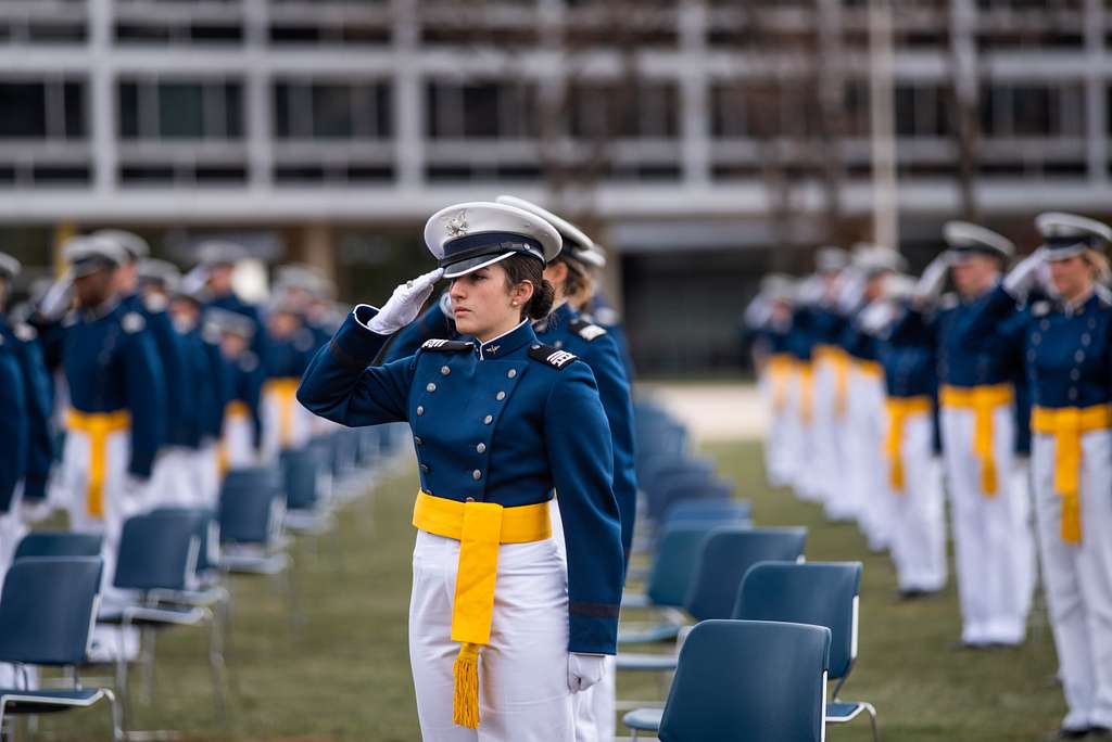 U.S. AIR FORCE ACADEMY, Colo. – Air Force's Academy cadets salute during  the National Anthem before the Commander's Classic, a football game between  Air Force and Army on Nov. 5, 2022 at