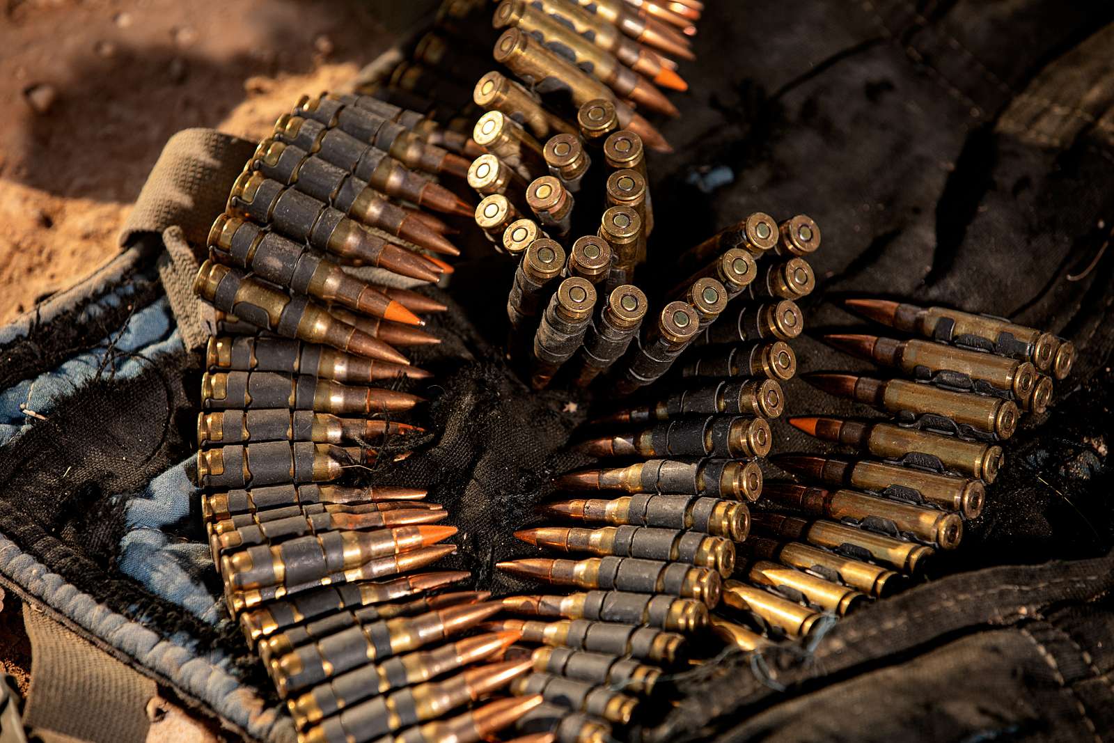 A Belt Of 7.62x51 Mm NATO Cartridges For The M240B - NARA & DVIDS ...