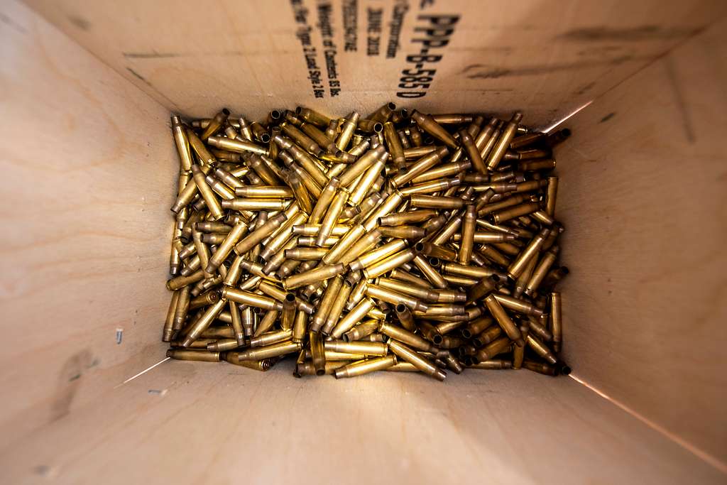 Spent M4 bullet casings in a wooden box for disposal - PICRYL - Public  Domain Media Search Engine Public Domain Search
