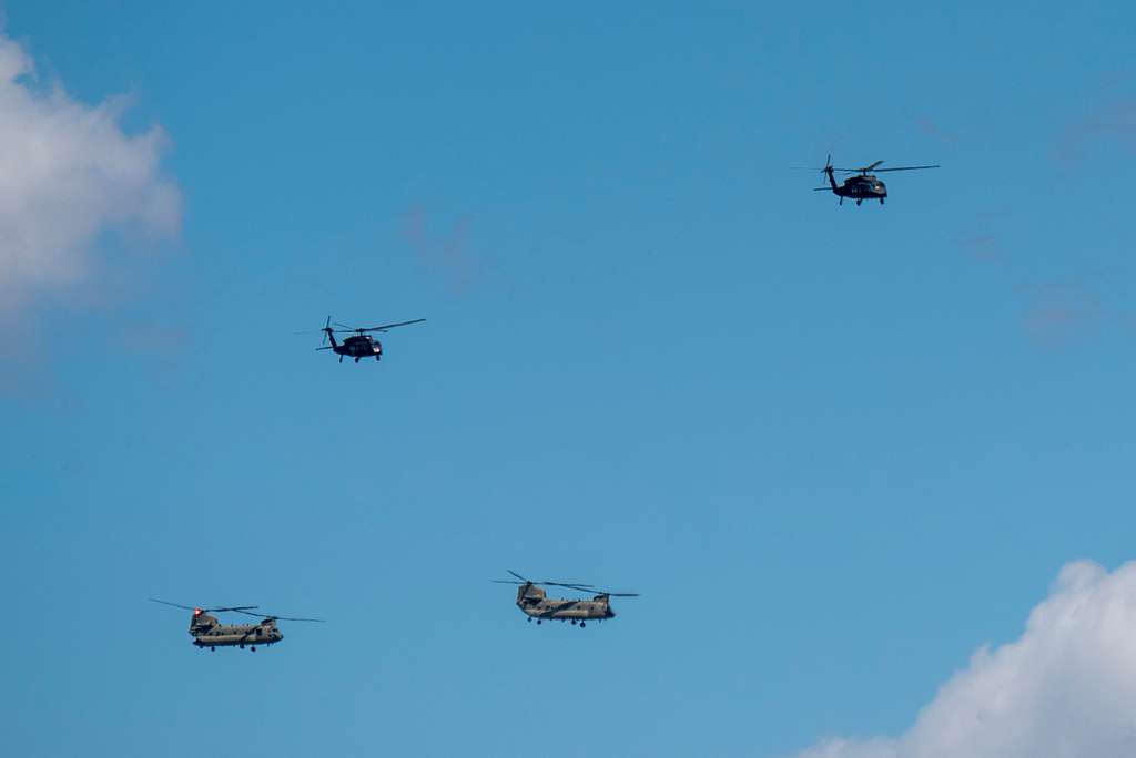 Two UH-60 Black Hawk and two CH-47 Chinook helicopters - PICRYL Public ...