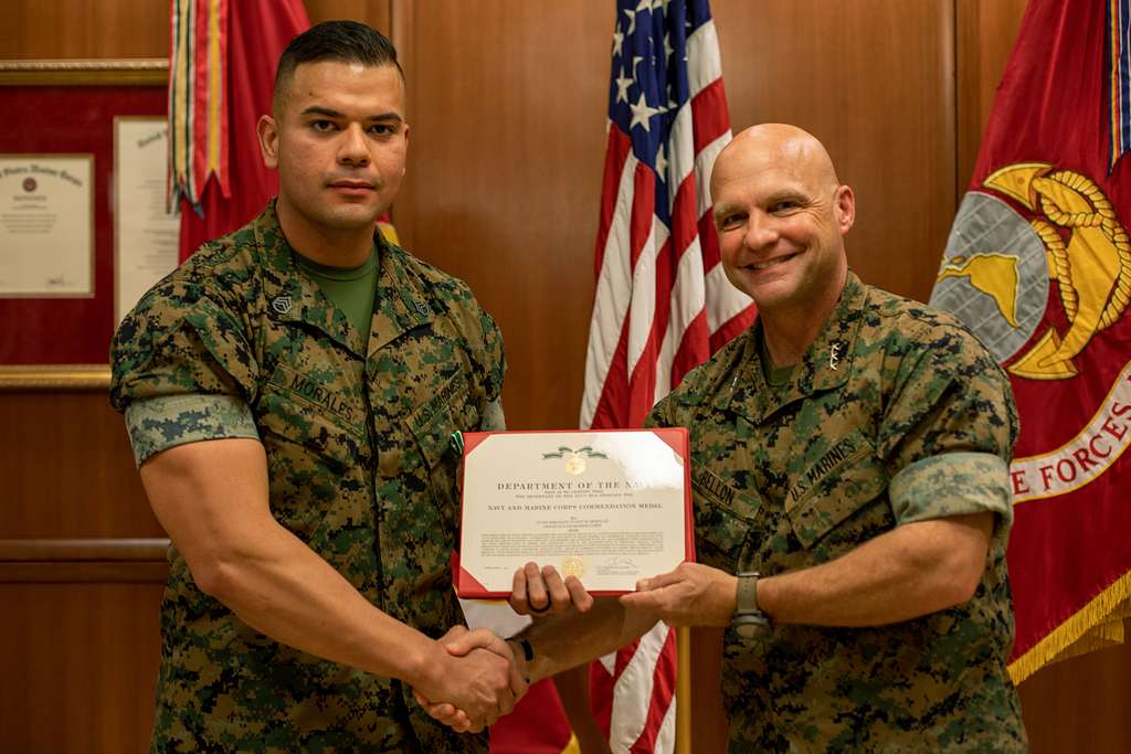 LtGen David Bellon and the 20th Sergeant Major of the Marine Corps