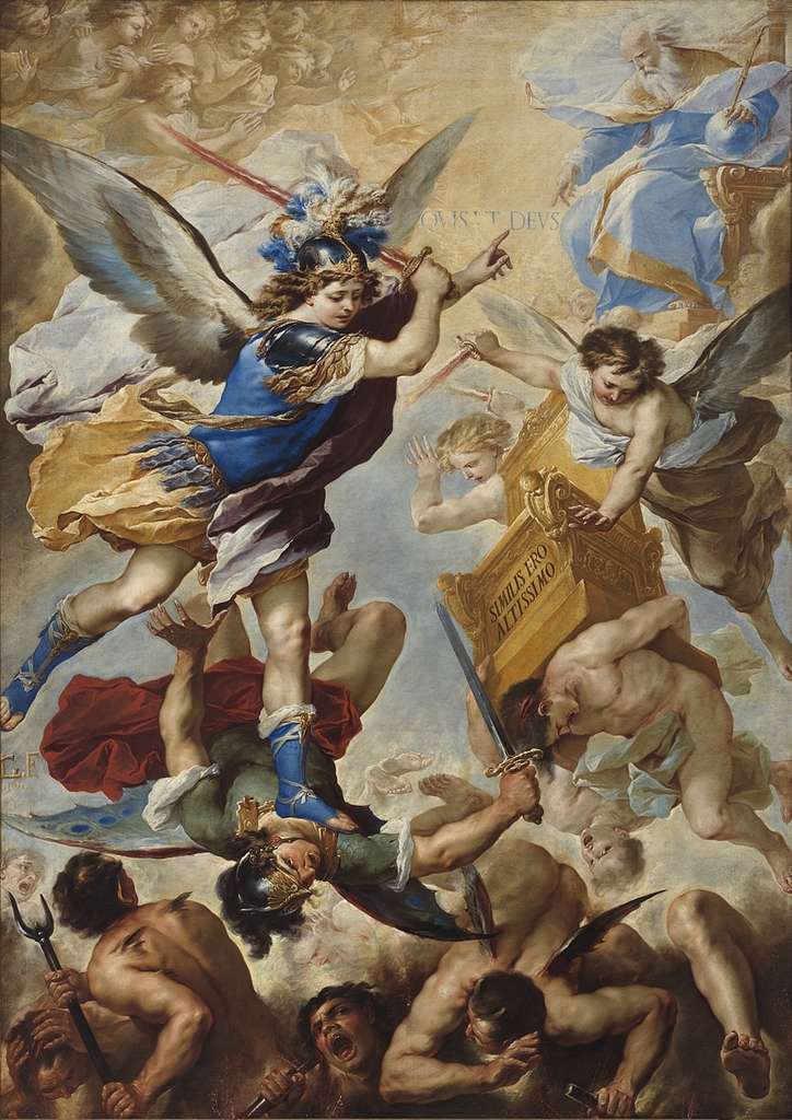 San Michele Arcangelo scaccia gli angeli ribelli Luca giordano