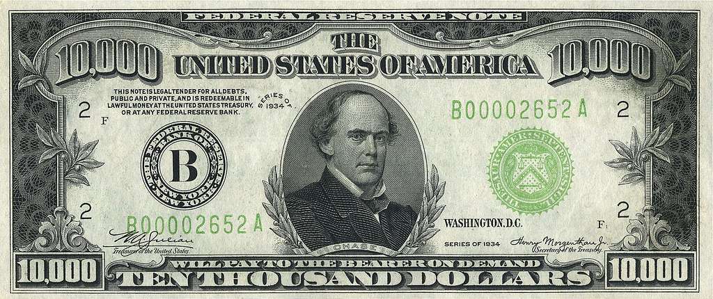 Nota de US$ 10 mil de 1934 é leiloada por R$ 2,4 milhões nos EUA
