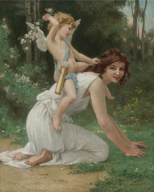 Image of Representation of Cupid, or Amour, servant of Venus, as a by  French School, (19th century)