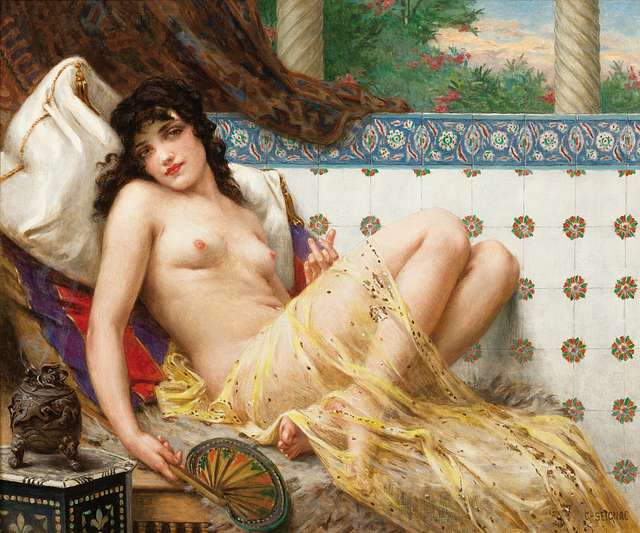 Odalisque Gicleé Print of Full Figured Nude in a Verdant
