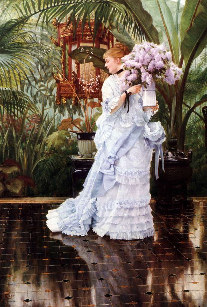 Tissot lilacs 1875 Public domain scenic painting PICRYL